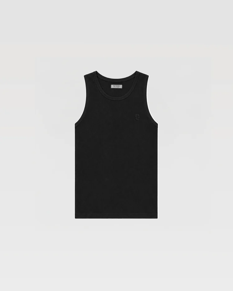 SUVENE HEAVY RIB TANK TOP - BLACK SUVENE HEAVY RIB TANK TOP - BLACK